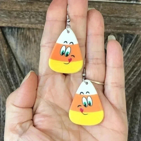 Candy Corn Handmade Unique Halloween Drop Earrings C - Picture 1 of 3